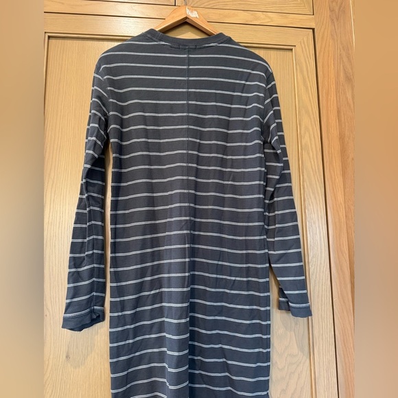 ATM Gray with White Striped Long Sleeve Casual Dress Pima Cotton Relaxed / small - Picture 8 of 14